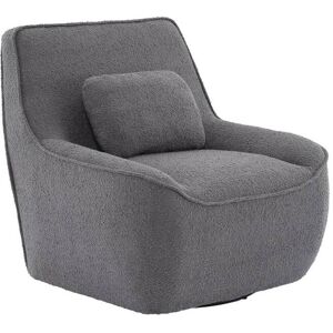 sweeek Fauteuil pivotant 360°bouclette texturee gris fonce