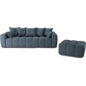 Atelier Baïta Canape droit convertible en tissu 4 places bleu gris