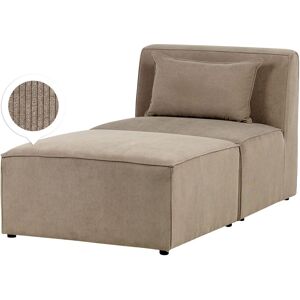 Beliani Chaise longue en velours côtele taupe