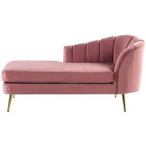 Beliani Chaise longue côte droit en velours rose