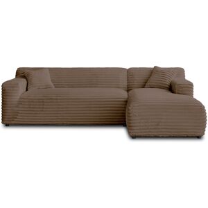 Lisa Design Canape d'angle droit 4 places en velours grosses côtes marron