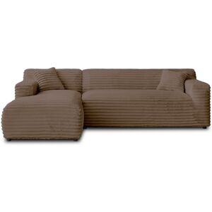 Lisa Design Canape d'angle gauche 4 places en velours grosses côtes marron