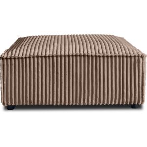 Lisa Design Pouf en velours grosses côtes taupe