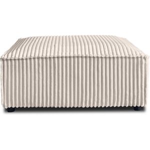 Lisa Design Pouf en velours grosses côtes blanc