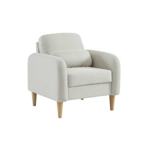 sweeek Fauteuil scandinave arrondi blanc pieds bois