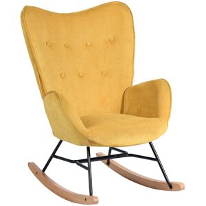 Urban Meuble Fauteuil a bascule rocking chair velours jaune