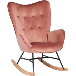 Urban Meuble Fauteuil a bascule rocking chair velours rose