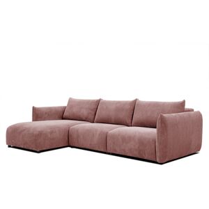 Courtois Laville Canape d'angle gauche 4 places tissu rose