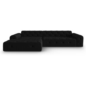 Micadoni Home Canape d'angle gauche 4 places en tissu velours noir