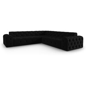 Micadoni Home Canape d'angle reversible 5 places en tissu velours noir