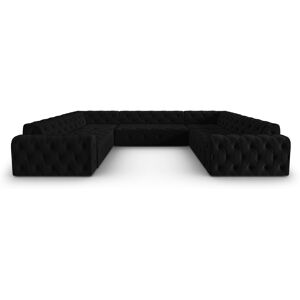 Micadoni Home Canape panoramique 8 places en tissu velours noir