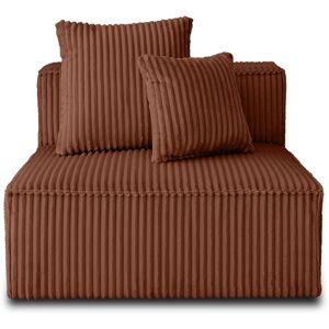 Lisa Design Canape modulable 1 places en velours grosses côtes terracotta