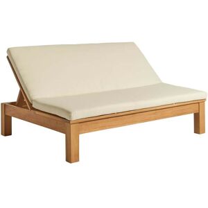 Hannun Canape d'exterieur inclinable en bois d'iroko avec coussin dehoussable