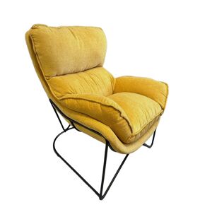 Mathi Design Fauteuil en velours jaune