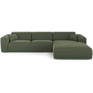 Sia Home Canape angle droit convertible dunlopillo 5 places tissu trame vert