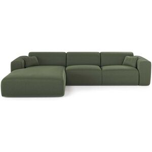 Sia Home Canape angle gauche convertible dunlopillo 5 places tissu trame vert