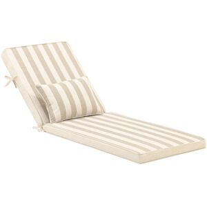 Defora Home Pack 2 coussins a rayures avec petit coussin pour chaise longue beige