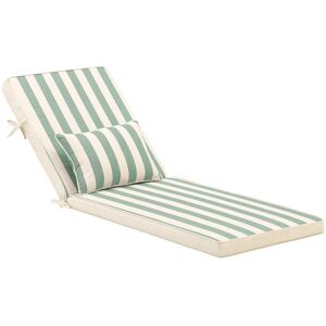 Defora Home Pack 2 coussins a rayures avec petit coussin pour chaise longue vert