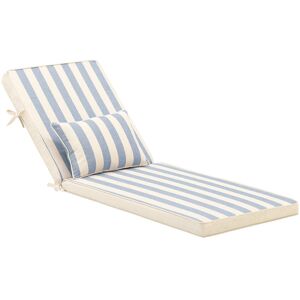 Defora Home Coussin a rayures avec petit coussin pour chaise longue bleu