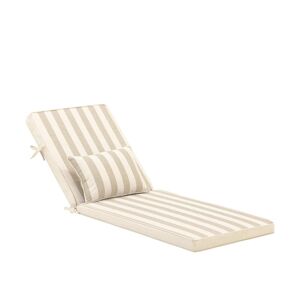 Defora Home Coussin a rayures avec petit coussin pour chaise longue beige