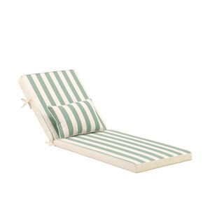 Defora Home Coussin a rayures avec petit coussin pour chaise longue vert