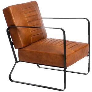 Made in Meubles Fauteuil en cuir et croute de cuir marron 66x58 cm