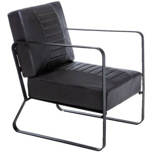 Made in Meubles Fauteuil en cuir et croute de cuir noir 66x58 cm