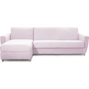 Homifab Canape d'angle convertible express 5 places en velours rose pale