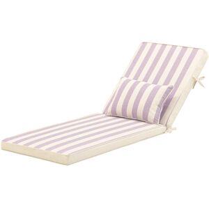 Defora Home Pack 2 coussins a rayures avec petit coussin pour chaise longue violet