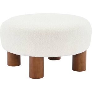 sweeek Tabouret pouf, pieds en bois d'hevea et bouclette