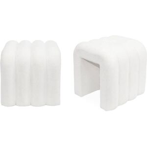 sweeek Set de 2 poufs contemporains en tissu blanc