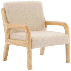 sweeek Fauteuil scandinave enfant bois et bouclette beige