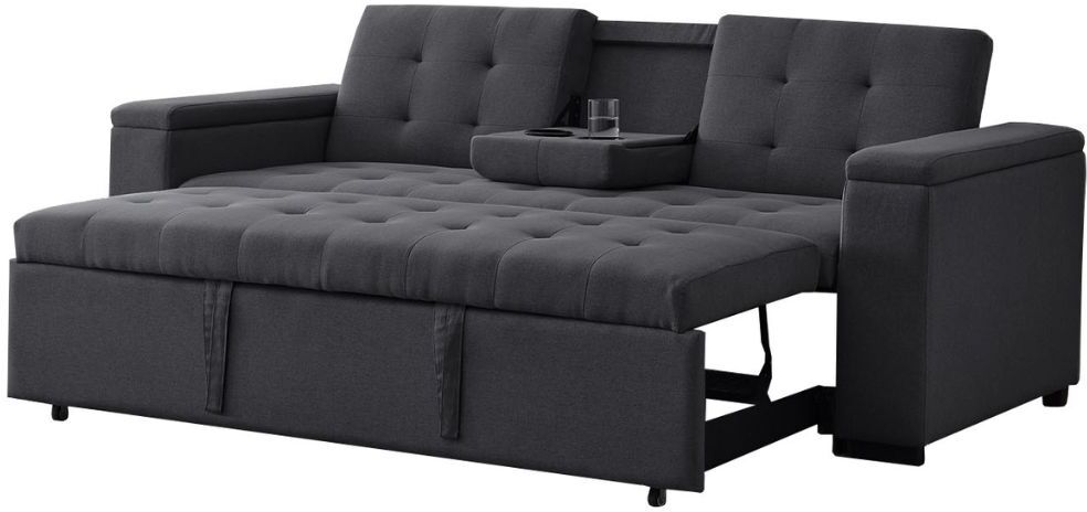 Concept Usine Canapé convertible 3 places en tissu gris foncé