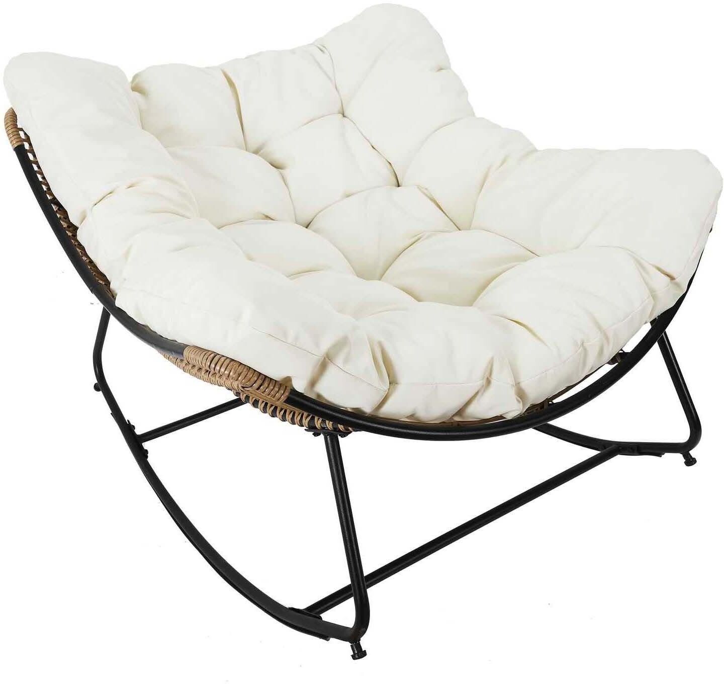 The Home Deco Factory Fauteuil de jardin à bascule avec coussin tulum