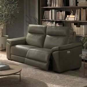 Altobuy Canapé relax electrique 3 places en cuir taupe foncé