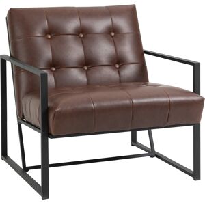 Homcom Fauteuil lounge métal noir revêtement synthétique marron