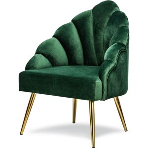 Nordlys Fauteuil retro en métal et velours vert