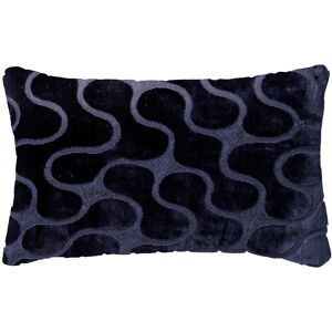 Hoii Coussin bleu en velours 30x50 cm avec motif