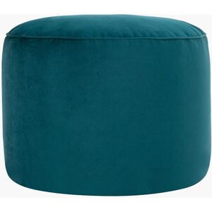 Icon Pouf repose-pieds rond velours bleu canard