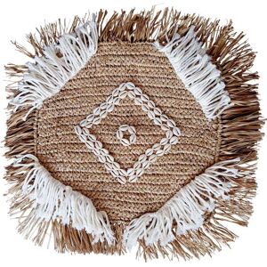 My Bliss Home Housse de coussin en raphia et macramé, beige/blanc 40x40