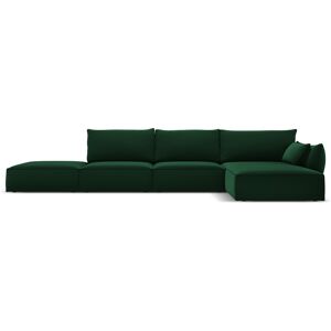 Micadoni Home Canapé d'angle droit 5 places en tissu velours vert bouteille