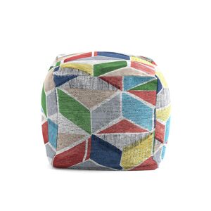 Rodier Pouf carre impression digitale motifs geometiques 50x50x50 cm