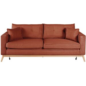 Maisons du Monde Canapé convertible style scandinave 3 places en velours côtelé orange écureuil - Publicité Maisons du Monde Canapé convertible style scandinave 3 places en velours côtelé orange écureuil - Publicité