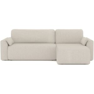 Baita Canapé d'angle convertible en velours côtelé 4 places beige - Publicité Baita Canapé d'angle convertible en velours côtelé 4 places beige - Publicité