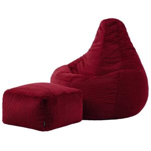 Icon Pouf poire à dossier haut et repose-pied velours côtelé rouge bordeaux - Publicité Icon Pouf poire à dossier haut et repose-pied velours côtelé rouge bordeaux - Publicité