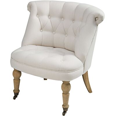 Maisons du Monde Fauteuil capitonné coloris lin - Publicité Maisons du Monde Fauteuil capitonné coloris lin - Publicité