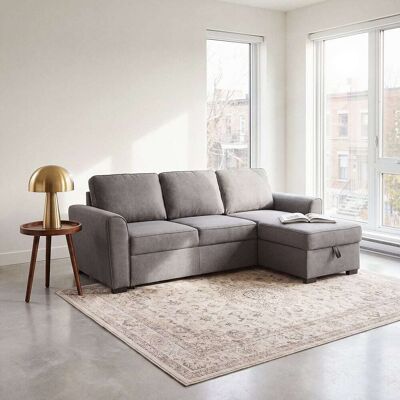 Maisons du Monde Canapé d'angle convertible 3/4 places gris - Publicité Maisons du Monde Canapé d'angle convertible 3/4 places gris - Publicité