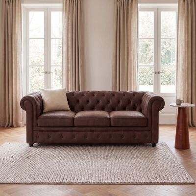 Maisons du Monde Canapé 3 Places en Simili Cuir Marron - Canapé - Publicité Maisons du Monde Canapé 3 Places en Simili Cuir Marron - Canapé - Publicité