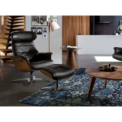 Angel Cerda Fauteuil relax pivotant en cuir brun - Publicité Angel Cerda Fauteuil relax pivotant en cuir brun - Publicité