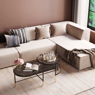 Kare Design Canapé d'angle droite 4 places en velours taupe - Publicité Kare Design Canapé d'angle droite 4 places en velours taupe - Publicité
